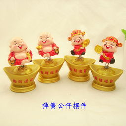 萌趣納福 Q版財神彈簧車載公仔，義烏藍喵電商的樹脂工藝精品